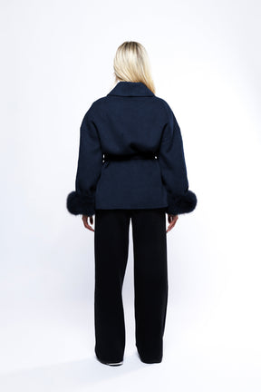 Blazer Aveludado com laço - Azul