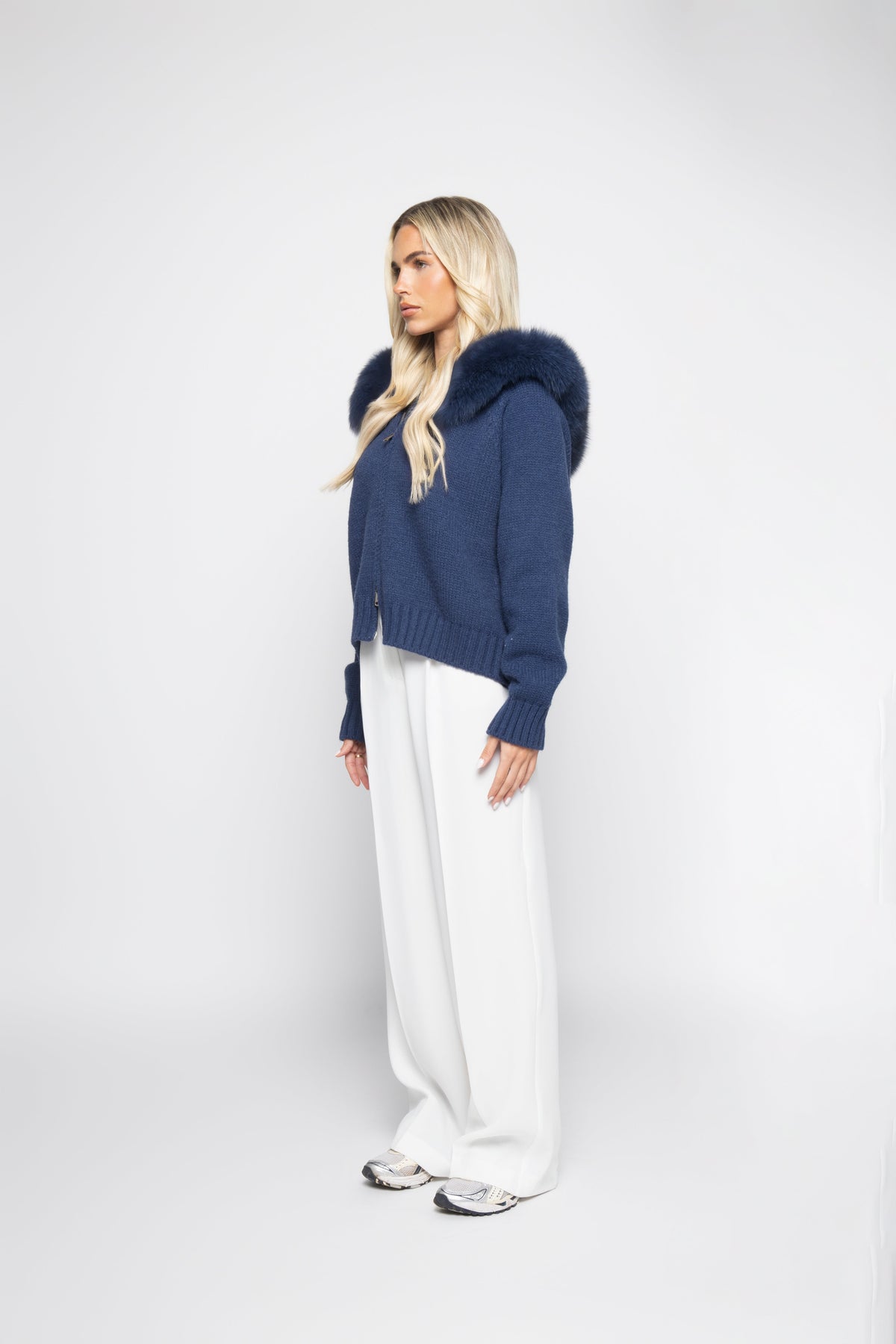 Cardigan Aveludado - Azul