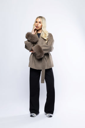 Blazer Aveludado com laço - Avelã